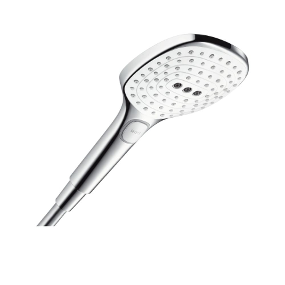 https://raleo.de:443/files/img/11eeea243ab9792092906bba4399b90c/size_l/Hansgrohe-HG-Handbrause-Raindance-Select-E-120-weiss-chrom-26520400 gallery number 1